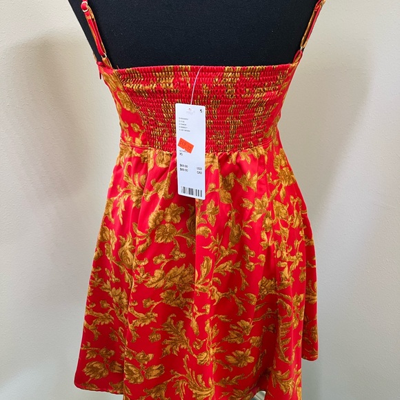 NWT UO Bustier Floral Mini Dress Orange/Red Gold Size S - Picture 5 of 15